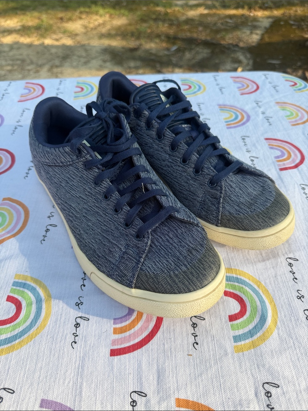 adidas golf shoes Navy Knit Low-Top Sneakers with Cream Sole